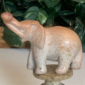 Soapstone Hand Carved Elephant Figurine Carving Baby Animal Statue Figure 4"x 3"